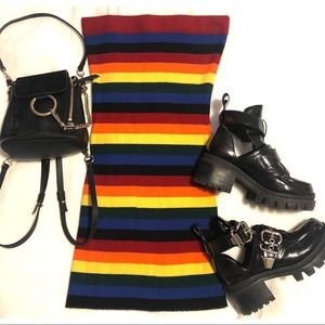 UO- Rainbow Striped Mini Dress